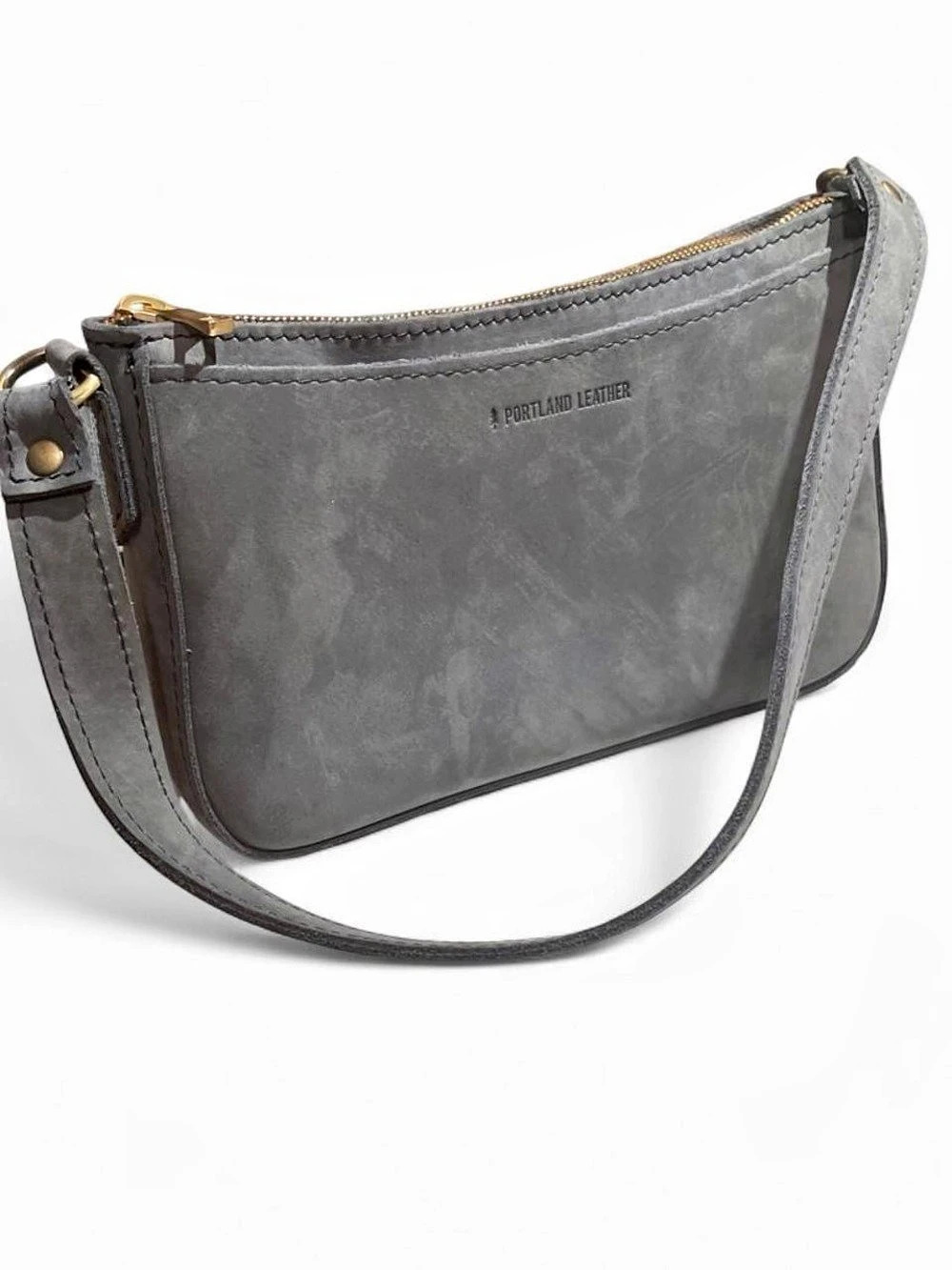 Portland Leather Shoulder Bag in Gray